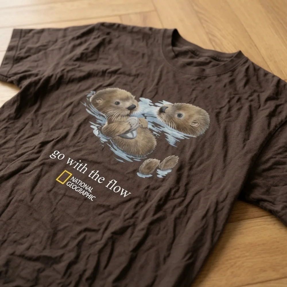Gildan Brown National Geographic 'Go With The Flow' Otter Graphic Tee
